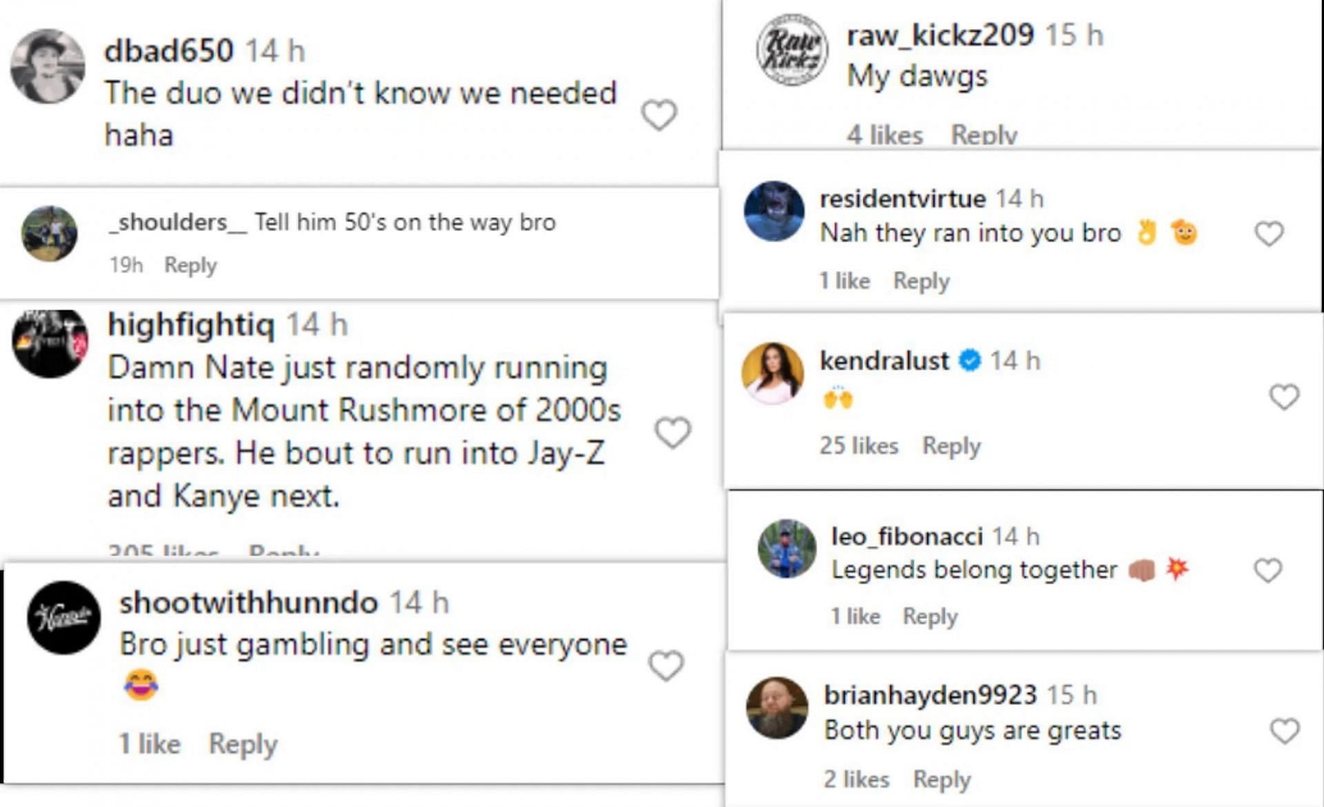 Fan reactions via @natediaz209 on Instagram
